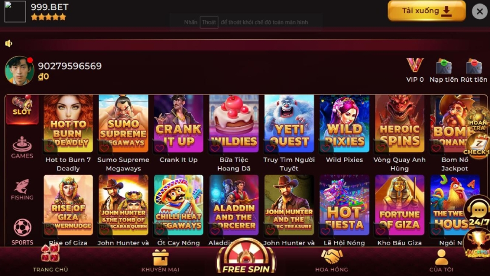 Trang chủ 49 Kho game tại 999bet với hơn 1000 trò chơi đa dạng